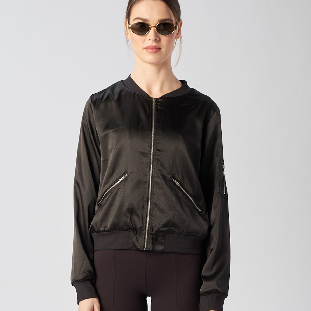 Elegant Satin Bomber Loose Jacket