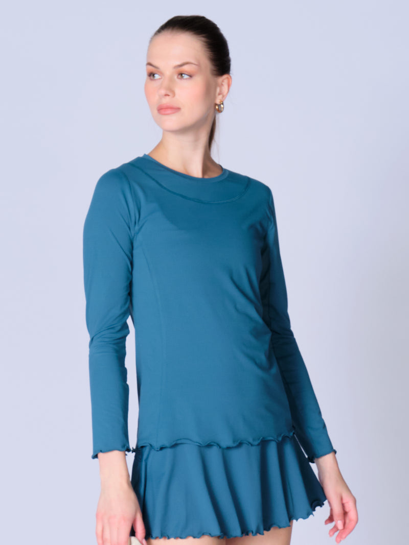 Jane Long Sleeve Top with Pearl Edge: Crafted for Distinction