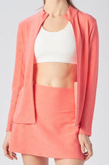 Zip Front Jacket in Coral Eyelet