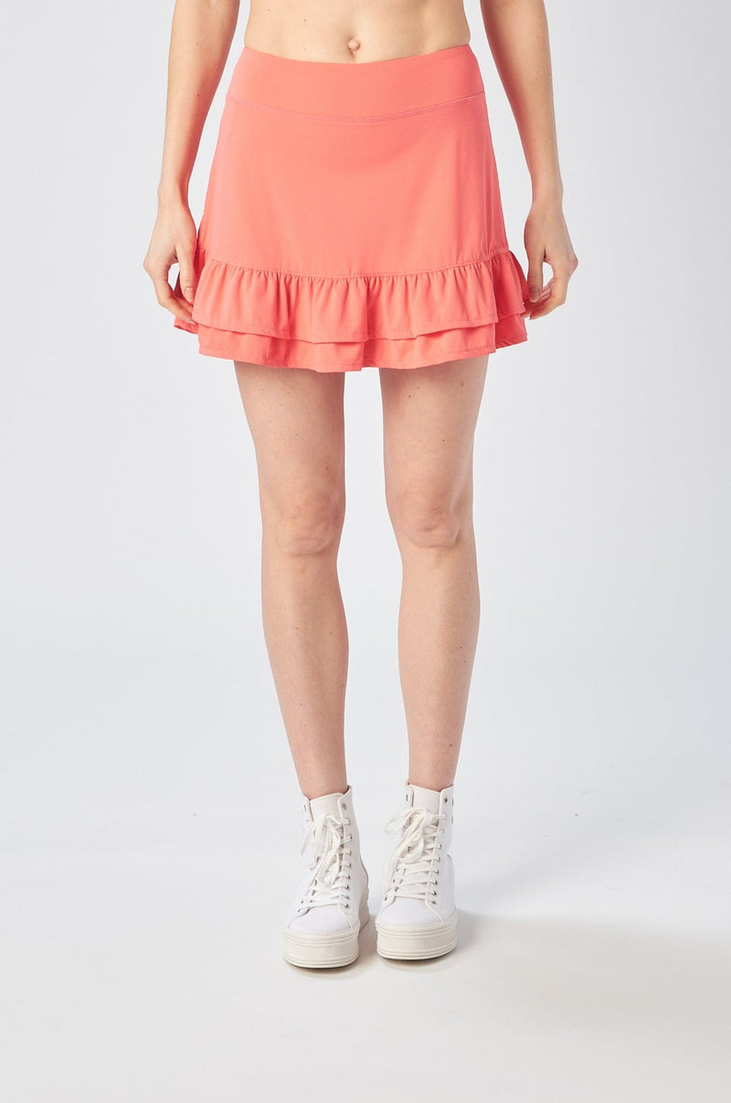 Double Ruffle Skort in Coral
