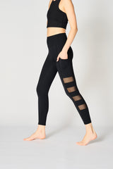 Mesh Block Leggings in Black