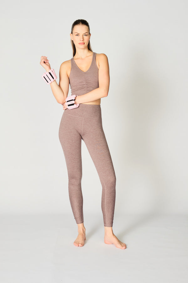 Heather Full Shirred Legging in Taupe