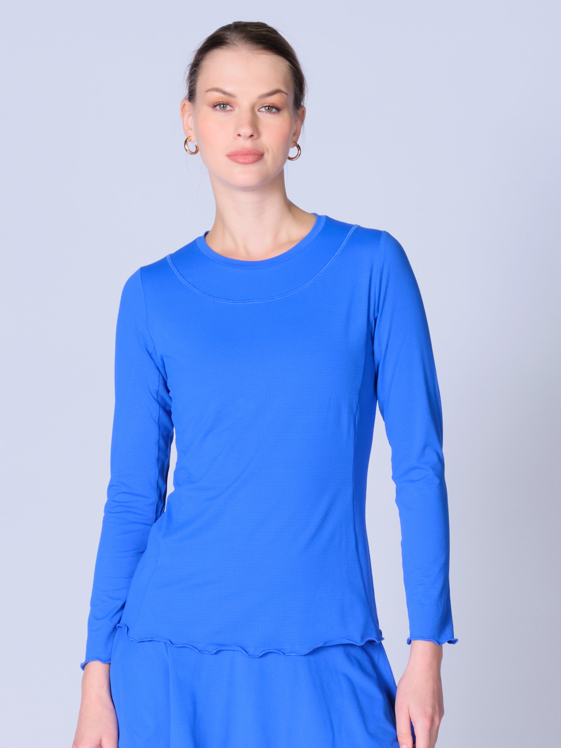 Kate Long Sleeve Top with Pearl Edge