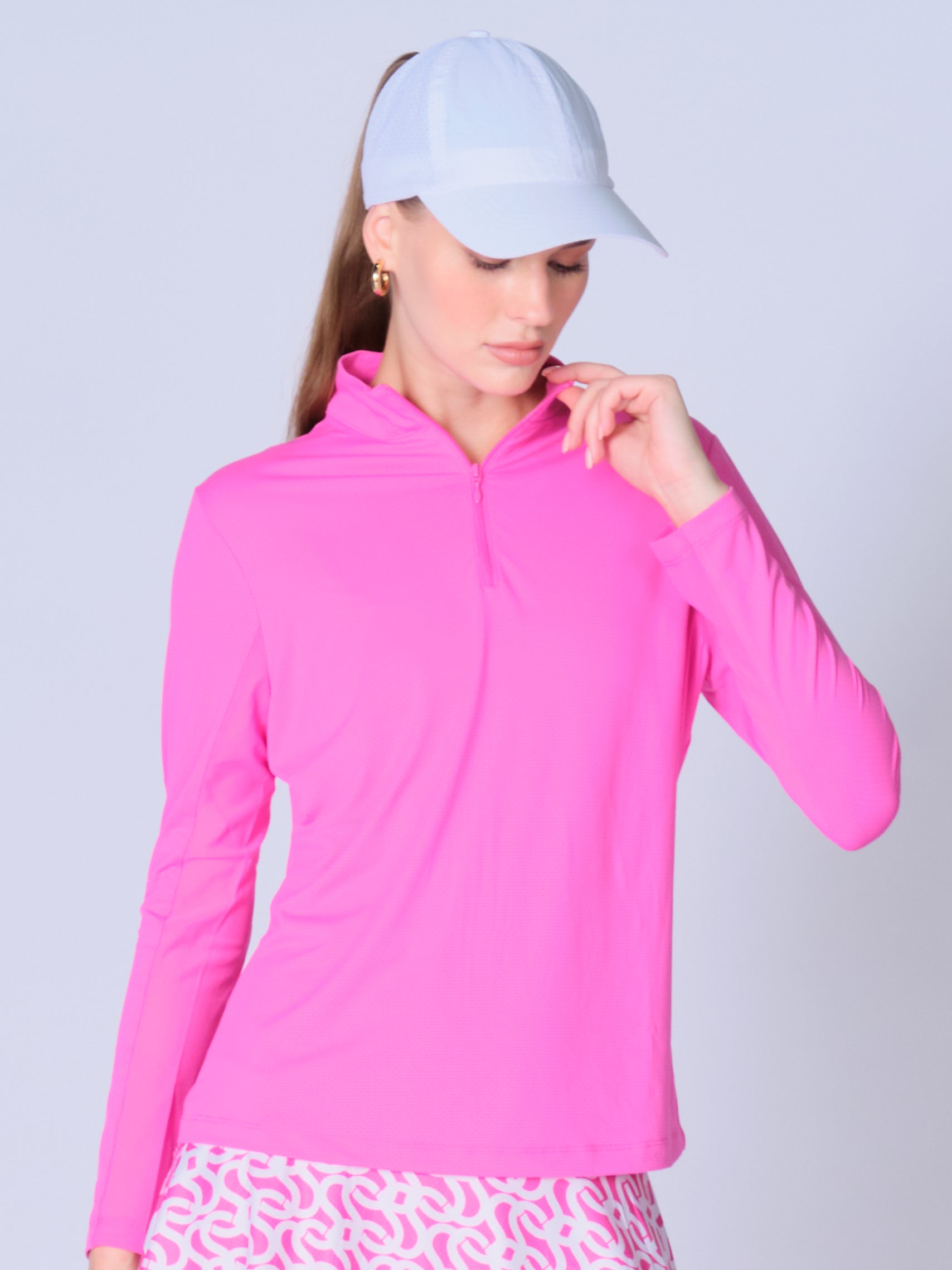 Gottex Lifestyle Mock Neck Sun Shirt Golf Tennis Sz XL Pink outlet Flamingo