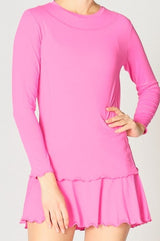 Long Sleeve Top with Pearl Edge in Pink