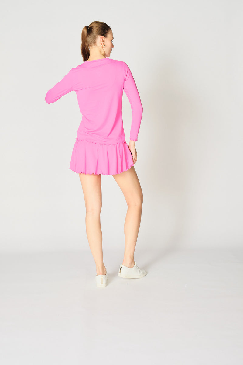 Long Sleeve Top with Pearl Edge in Pink