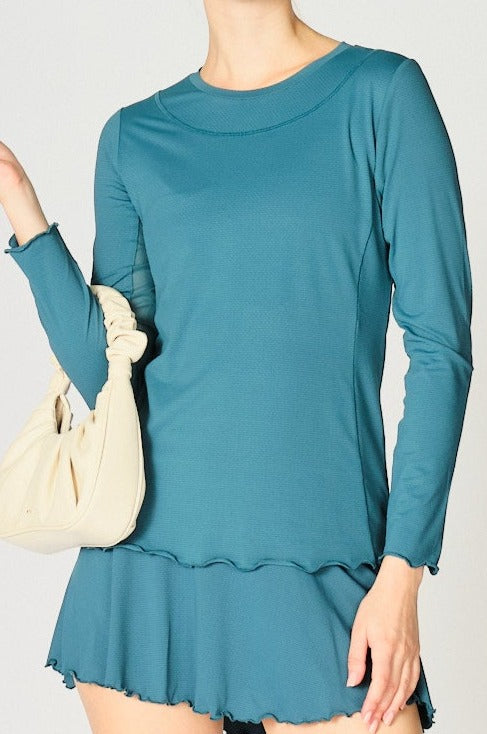 Long Sleeve Top with Pearl Edge in Brittany
