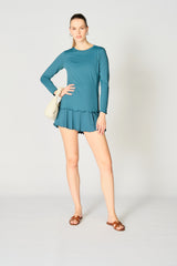 Long Sleeve Top with Pearl Edge in Brittany