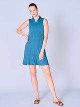 Kate Sleeveless Mock Neck Dress with Pearl Edge