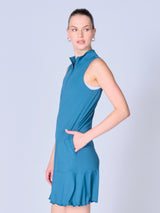 Kate Sleeveless Mock Neck Dress with Pearl Edge