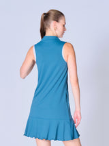 Kate Sleeveless Mock Neck Dress with Pearl Edge