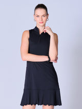 Kate Sleeveless Mock Neck Dress with Pearl Edge